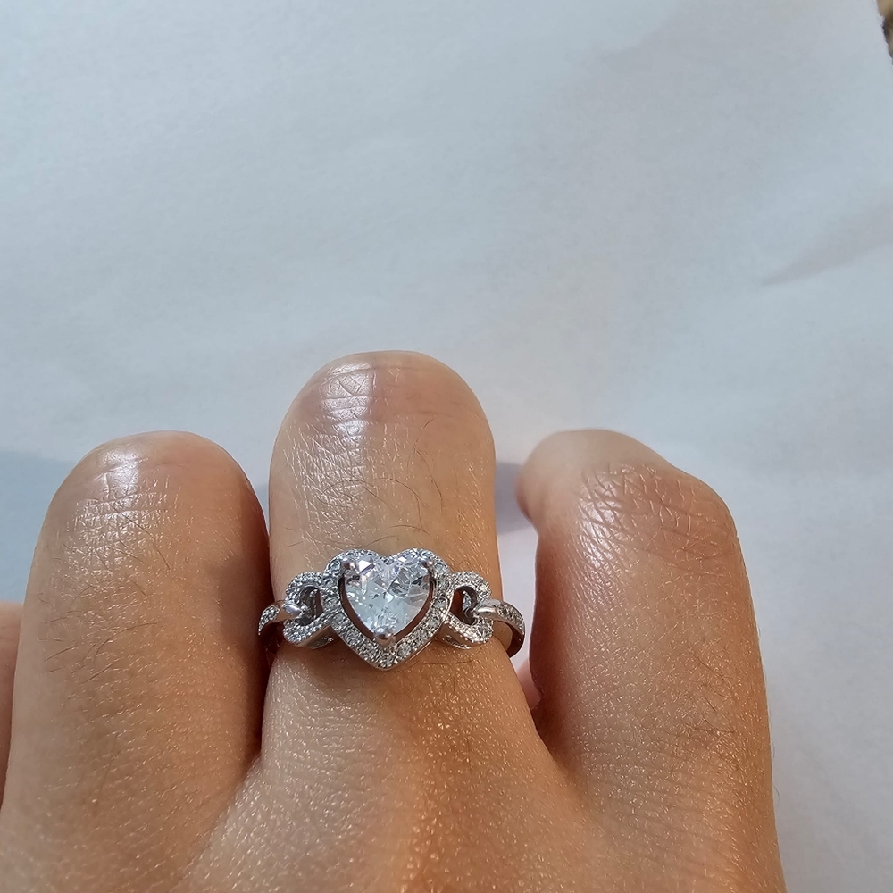 925 sterling silver Stamped heart shape ring